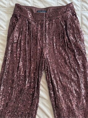 Express Brown Sequin Wide-Leg Pants